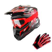 1Storm Motokrosov prilba pro dospel BMX MX Ctyrkolka Zvodn prilba cerven + brle + balcek cervench rukavic Skeleton