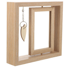 Double Sided Rotating Wood Picture Frame with Heart Pendant