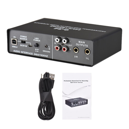USB Audio Interface 24bit 96kHz, 17.5x13x4.8cm, Black 2