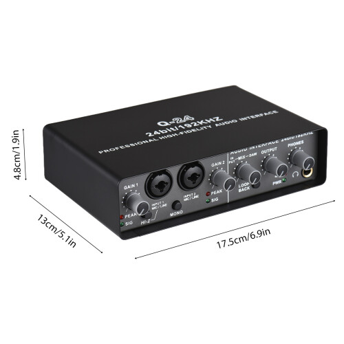 USB Audio Interface 24bit 96kHz, 17.5x13x4.8cm, Black 1