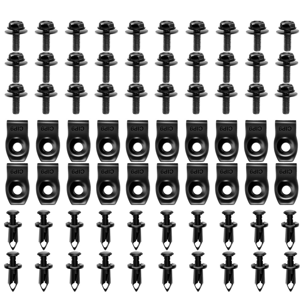 Gooacc 70Pcs Engine Under Cover Splash Shield Guard Body Bolts Bumper Fender Liner Push Retainer Fastener Rivet Clips Nylon 812227034245
