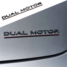 YHCDSEA Dual Motor Odznak Nlepka s kostkovanm dekorem Kompatibiln s prsluenstvm Model 3 Y X S (leskl cern-cerven linie)