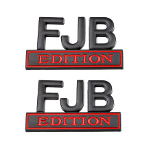 2 stk FJB Edition-emblem Bilside bagerste fronthjelm Trunk Door Badge 3D Decal Sticker Passer til Car Truck SUV (FJB Black Red)