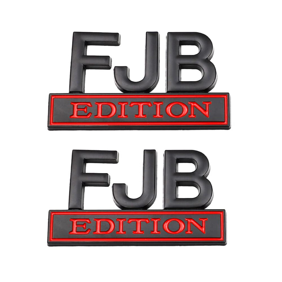 2 Pcs Fjb Edition Emblem Car Side Rear Front Hood Trunk Door Badge 3D Decal Sticker Fit For Car Truck Suv Fjb Black/Red 736961556699