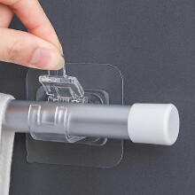 curtain Rod Holder Clip Self-adhesive Clip Fixing Clip Hook Seamless Curtain Hook Curtain Rod Holder 2pcs Transparent