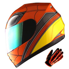 WOW Youth Motorcykel Helansiktshjlm Street Bike BMX MX Kids Spider Orange + MX Skeleton Handske Bunt
