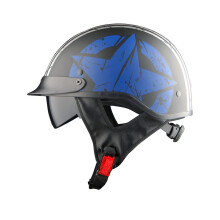 1Storm Motocyklov polooblicejov prilba Mopeds Scooter Pilot se zatahovacm vnitrnm kourovm hledm Modr vlajka