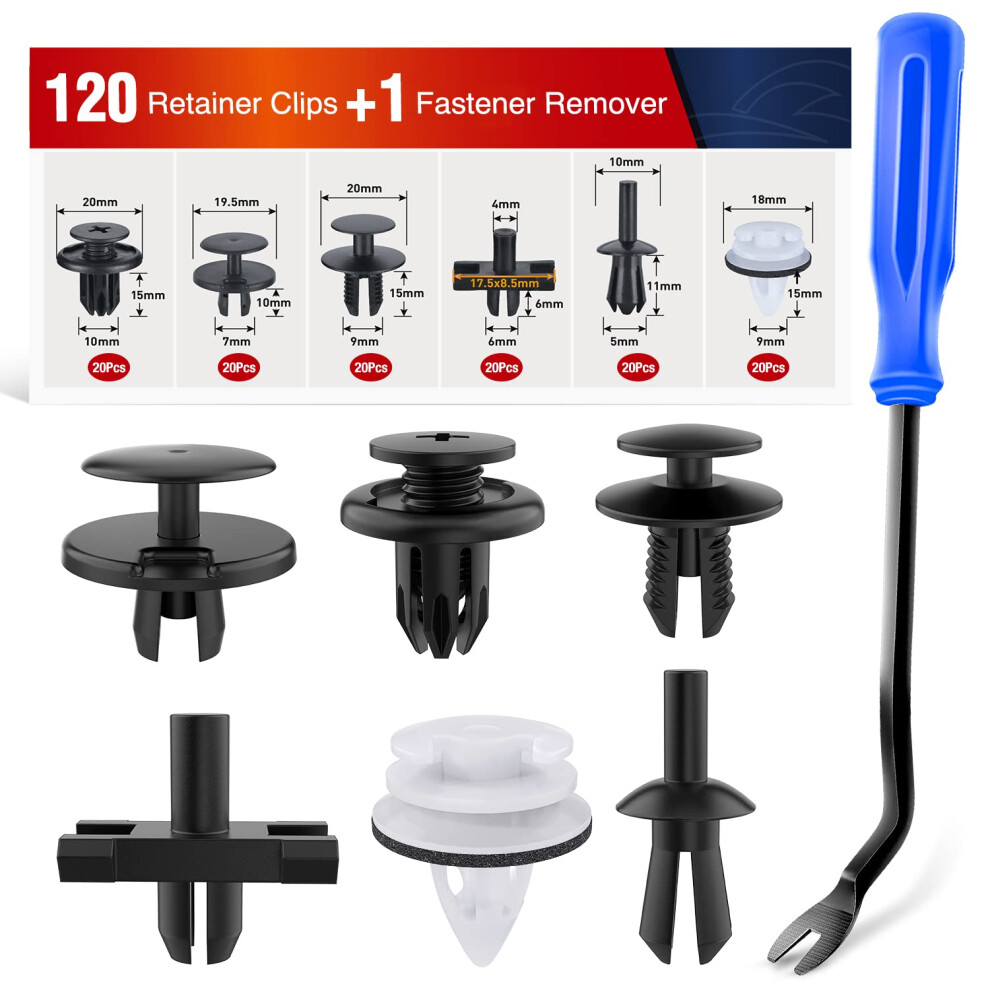 Nilight 120Pcs Car Retainer Clips Fastener Remover 5Mm 6Mm 7Mm 9Mm 10Mm Expansion Screws Replacement Kit Bumper Push Rivet Clips For Gm Bmw Honda 812227039790