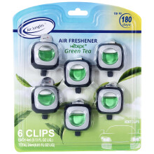 Air Jungles Green Tea Scent Car Air Freshener Clip 6 Vent Clips 4ml Each Long Lasting Air Freshener Up to 180 Days Car Refresher Odor Eliminator