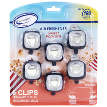 Air Jungles Sweet Popcorn Scent Car Air Freshener Clip 6 Vent Clips 4ml Each Long Lasting Air Freshener Up to 180 Days Car Refresher Odor Elimina