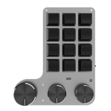 12-Keys 3 Knob Gaming Keypad, Red Switch, 200mAh, Black/White