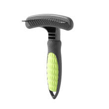 Dog Grooming Deshedding Comb Green Single Row Dematting Rake for Dogs Loose Hair Removal and Massaging Brush