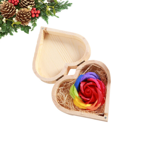 Rote Soap Flower Holzbox Kunstvolles Deko Geschenk 1