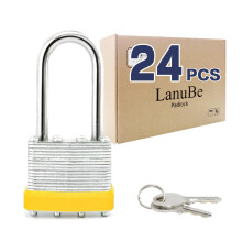 LanuBe Lock Laminoitu avainriippulukko (1-9/16"""" 40mm) avaimella Alike Lukot Pitk sakkeli merkitty keltainen muovinen vanne 24 kappaleen pakkaus
