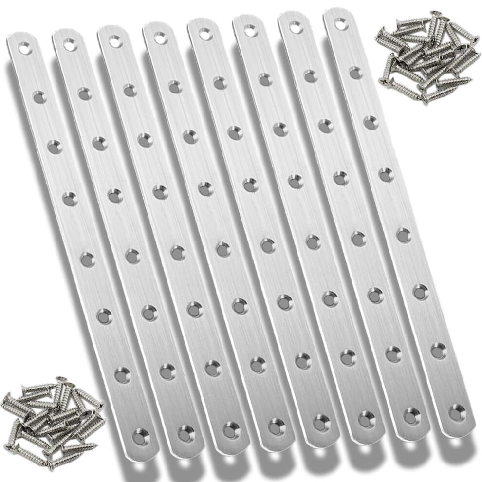 8Pcs Flat Mending Plate 12"""" Flat Straight Braces Stainless Steel Straight Brackets Mending Joining Plates Repair Fixing Bracket Connector With Scr 702291932939
