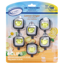 Air Jungles Lemon Ginger Scent Car Air Freshener Clip 6 Vent Clips 4ml Each Long Lasting Air Freshener Up to 180 Days Car Refresher Odor Eliminat