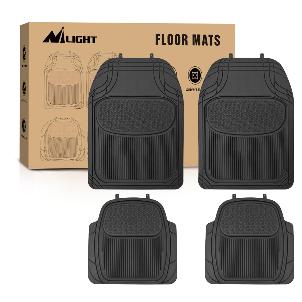 Nilight Pvc Floor Mats For Cars Trucks Suvs Universal Trim To Fit For Most Vehicles All Weather Protection Heavy Duty Floor Liners Pack Of 4 840323911108