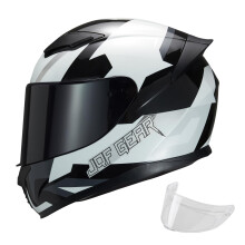 JQF Gear Integral-Motorradhelm WS-607 DOT-zugelassene Motorrad-Renn- und Straenfahrradhelme fr Erwachsene mit klarem und schwarzem Visier (Cube B L