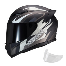 JQF Gear Integral-Motorradhelm WS-607 DOT-zugelassene Motorrad-Rennrad-Straenfahrradhelme fr Erwachsene mit klarem und schwarzem Visier (Gray Ash B