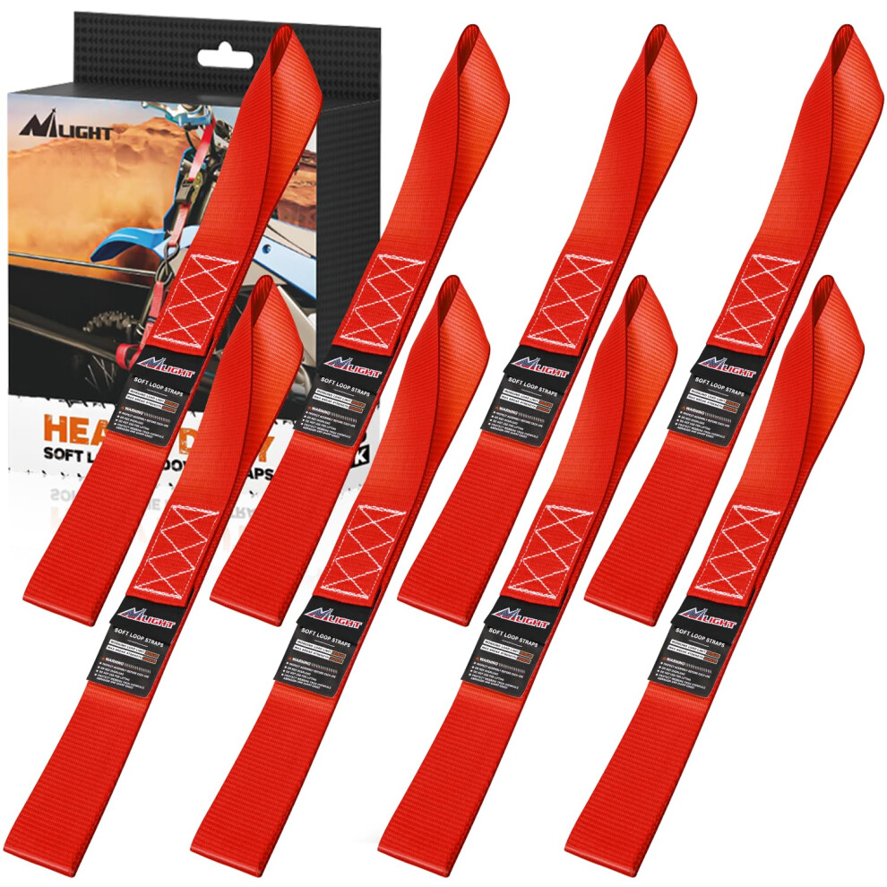 Nilight Soft Loop 1.7 17Motorcycle Tie Down Straps Heavy Duty 12000Lbs Max Break Strength For Securing Atv Utv Kayak Moving Cargo 8Pkred 840323918459