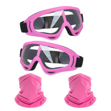 LJDJ motorbril 2-pack crossmotor ATV motorcross rijden wandelen beschermend met 2-pack nek ademend bandanamasker (roze/helder+masker)