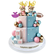 34 PCS Dcoration de Gteau de Rvlation de Sexe Boules d'Ours Dcorations de Gteau avec Dcoration de Gteau Lui ou Elle pour Garons et Fille