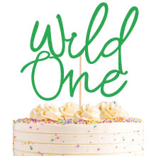 Wild One Cake Topper Dcoration de gteau d'anniversaire paillettes vertes pour gteau de fte de 1er anniversaire Souvenir du premier annivers