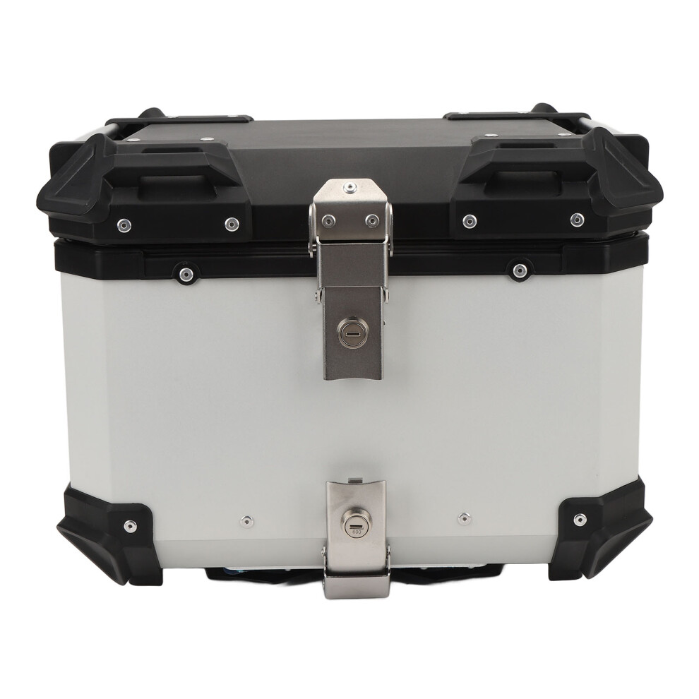 45L Water-Resistant Aluminum Motorcycle Top Case, White, 42x34x33cm-image-OPC-PKC7YBY-NEW