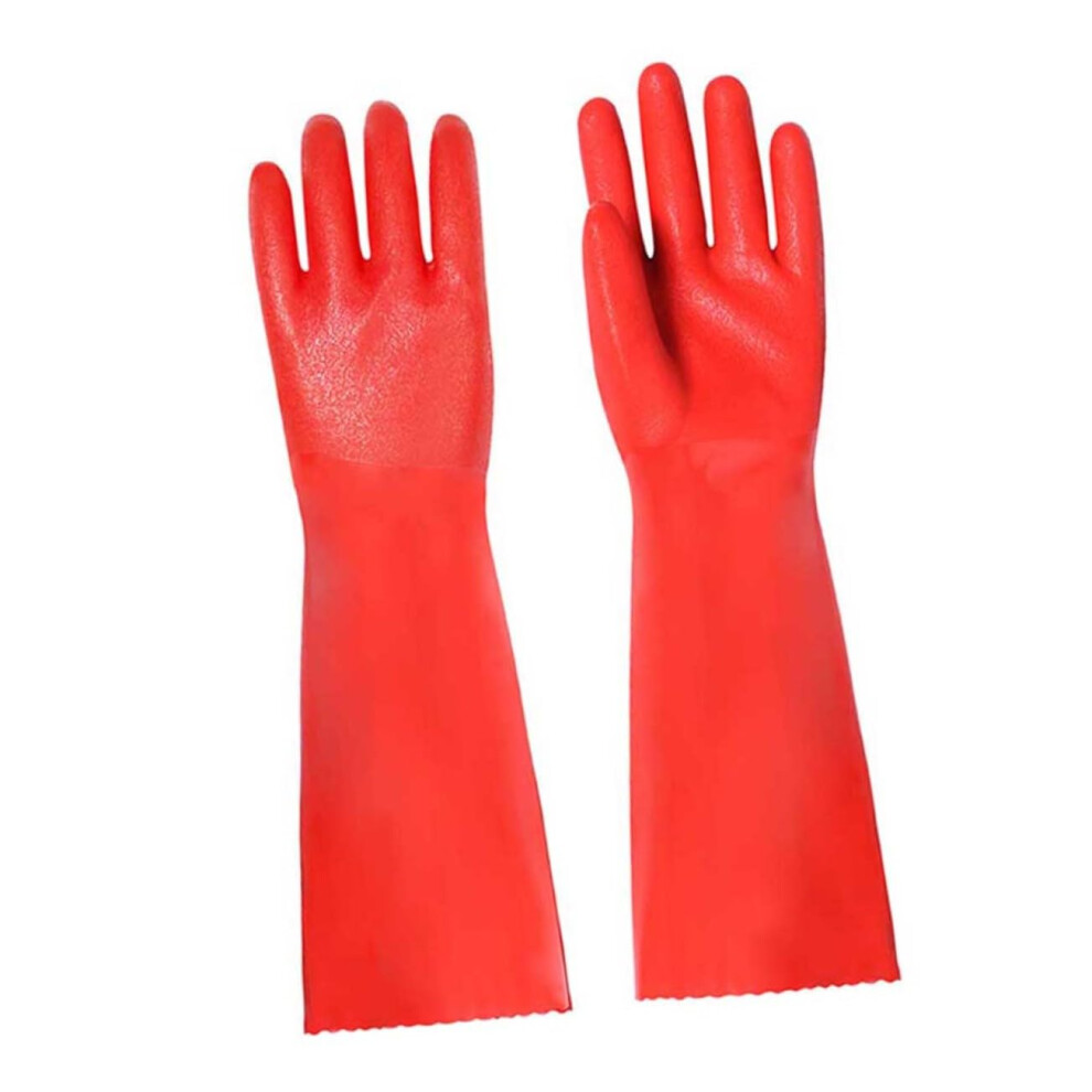 Thicken Dishwashing Gloves Non-Slip Kitchen Cleaning Gloves 40cm Red Color Reusable Durable Comfortable for Housework-image-OPC-PKC7Z66-NEW