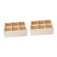 2pcs Wooden Storage Box Set, Practical Sundries Container for Desktop Organization, Home and Office Use, Natural Wood Finish