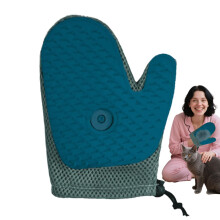 Cat Hair Remover Glove - Reusable Blue Pet Massage Mitt for Dogs and Cats - Shedding Tool for Furniture and Car Cleaning