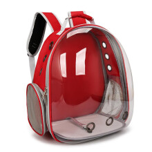 Pet Backpack Transparent Space Capsule Cat Carrier Bag Portable Breathable Outbound Travel Backpack Red