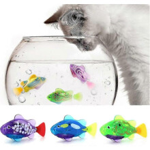 3pcs Robot Fish for Cats, Interactive Swimming Robot Fish Cat Toy for Indoor Cats Play with Led Light Plastic Fish Toy Gift