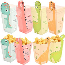 Pack of 12 Dinosaur Popcorn Bags Small Paper Snack Containers for Movie Night Birthday Party Family Gatherings Christmas