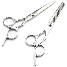 Hairdressing Scissors Set for Hair Cutting - Professional Silver Barber Shears with Ergonomic Design and Precision Blades