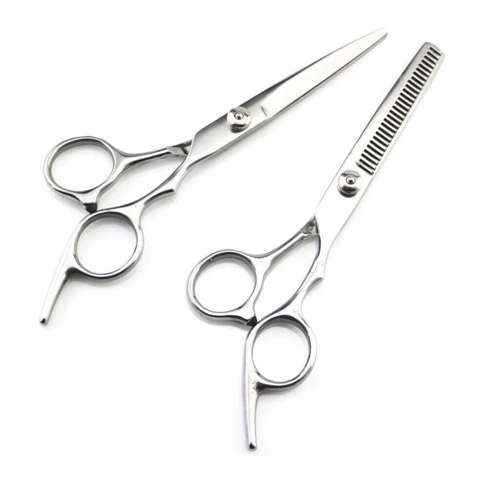 Silver Hairdressing Scissors Set For Hair Cutting - Professional Barber Shears With Ergonomic Design And Precision Blades