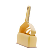 Cat Litter Scooper with Holder for Quick Cleanup - Lightweight Yellow Sand Sifter Pet Waste Cleaning Tool