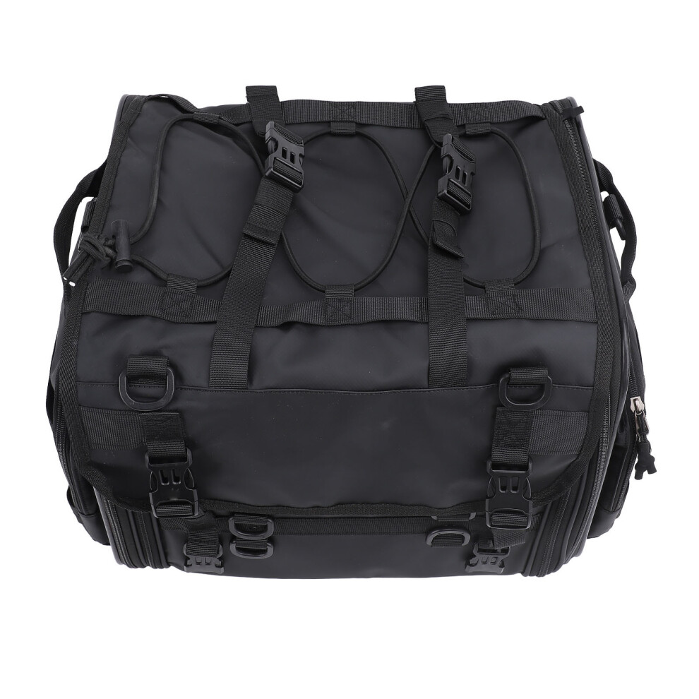 Water-Resistant Motorcycle Tail Bag 40-60L with Reflective Strips Black