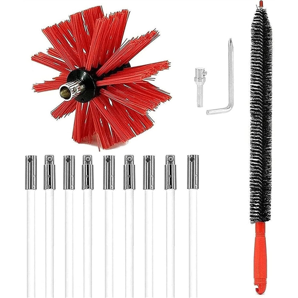 Chimney Sweep Set With Nylon Rods, Duct Vent Cleaning Brush Kit, 6 Rods (610Mm), 9 Rods (410Mm) For Efficient Chimney Maintenance 6038364138125