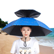 2 Pack Umbrella Hat for Head, 77cm Blue Outdoor Sun Rain Protection for Fishing, Beach, Golf, Camping, Gardening