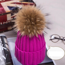 (RoseRed)Cappelli invernali nuovi in vera pelliccia di procione pom pon donna donna maglia berretto bobble