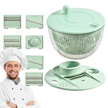 Vegetable Dryer Spinner - 9.25 Inch Multifunctional Fruit and Vegetable Washer, Transparent Pump Design, Grater Slicer Gadget