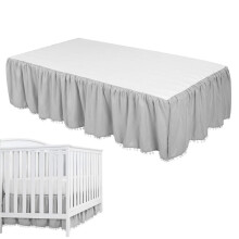 Mini Crib Skirt 28" X 52" – Soft Breathable Nursery Bedding Skirt for Baby Boys & Girls in Gray, Gentle Fabric Decor