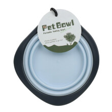 Foldable Dog Bowl - Portable Blue Water and Food Feeder with Carabiner Clip for Hiking, Travel, and Outdoor Use