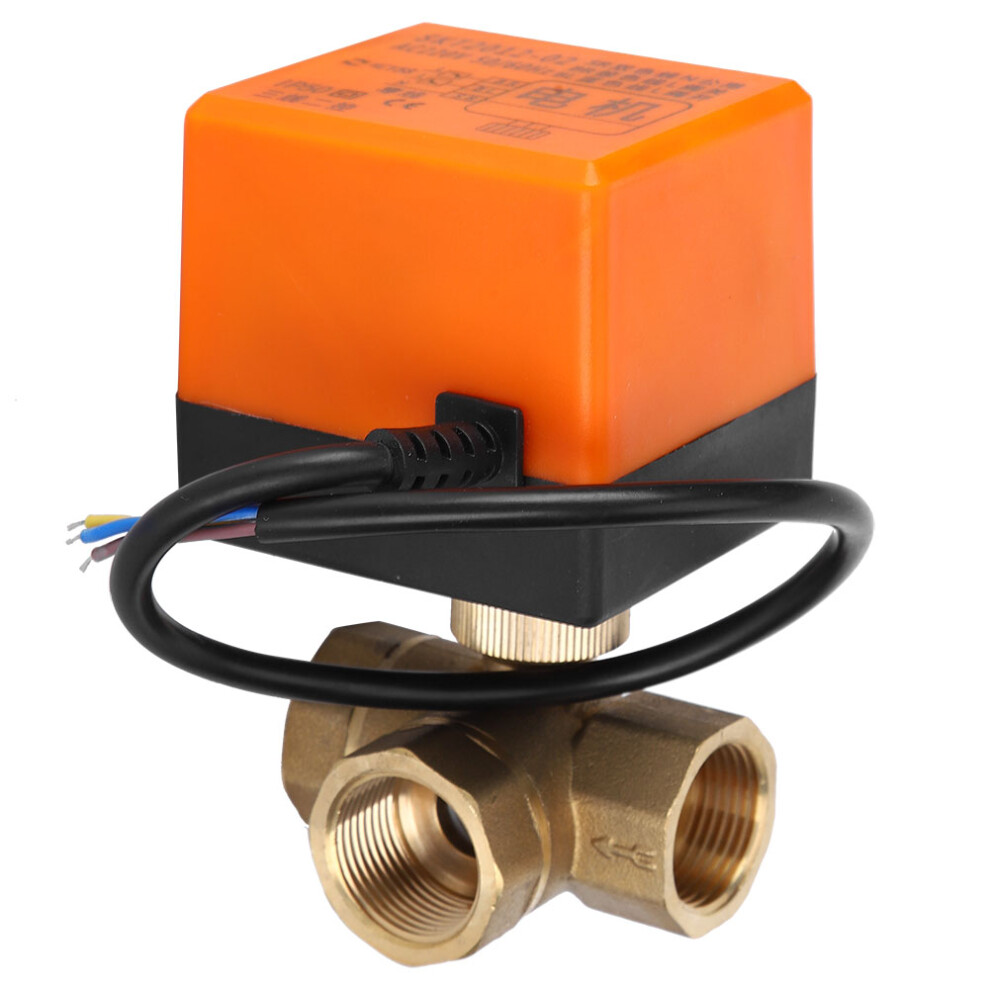 Motorized Ball Valve L Shape Orange Brass Electric