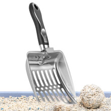 Litter Scoop - Stainless Steel Multi-Pet Litter Box Sifting Tool with Ergonomic Long Handle for Easy Cleaning