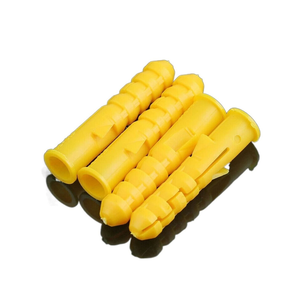 50Pcs Plastic Expansion Pipe Wall Plugs Nylon Column Expansion Screw Anchor M4 M5 M6 M8 M10 M12 M14 Yellow M6x80 6447073461972