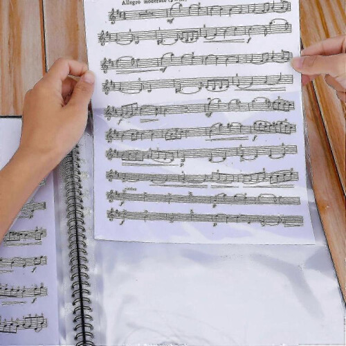 Music Folder for Sheet Music While Playing A4 Size Paper Documents Holder Storage 30 Pockets Clef 1