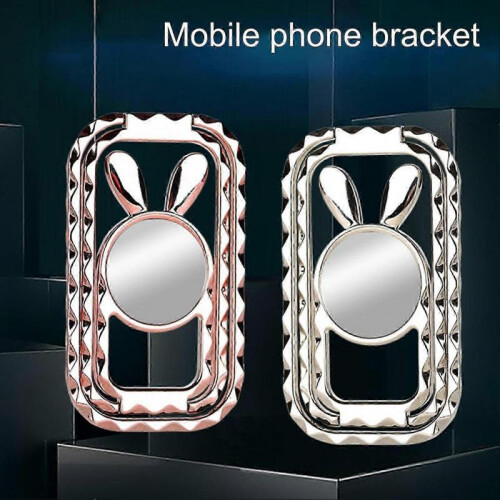 Mobile Phone Holder Rabbit Ear Magnetic Foldable Three Ring Buckle Cellphone Tablet Bracket for Desktop 2