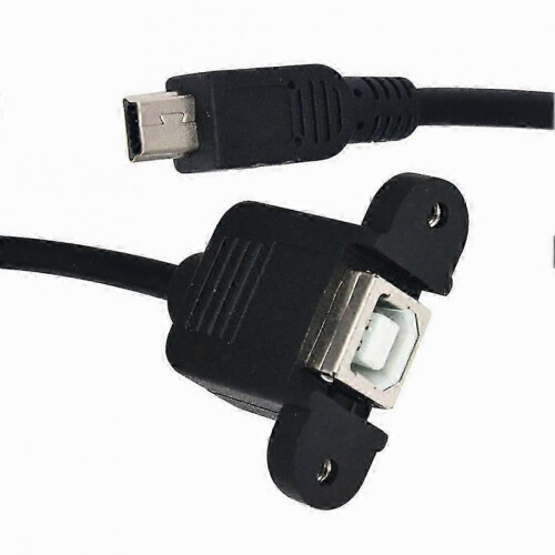 USB Type B USB-B Female with Panel Mount to Mini USB Plug Male Adapter Cable 1